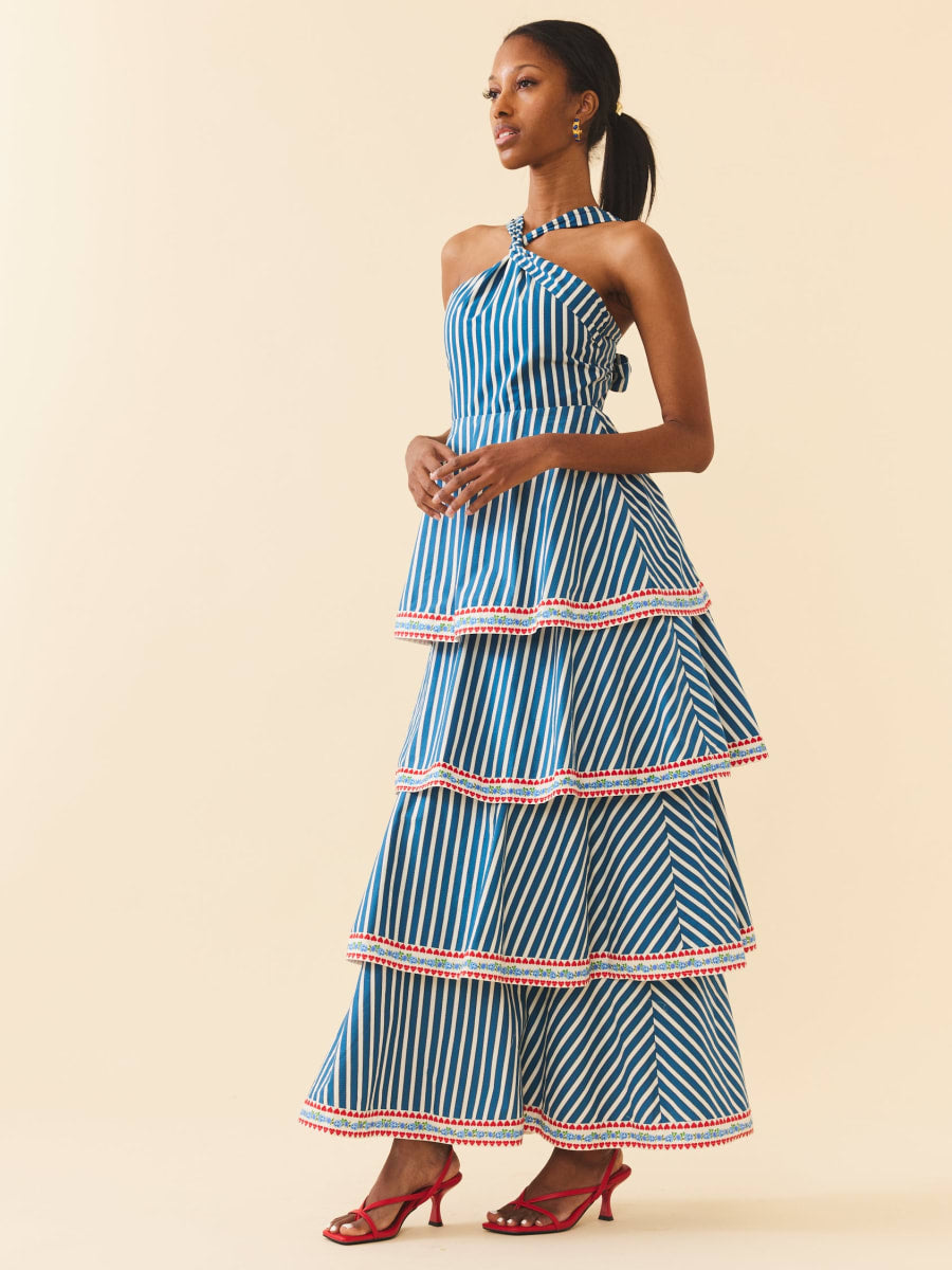 Emma Dress - Navy Stripe