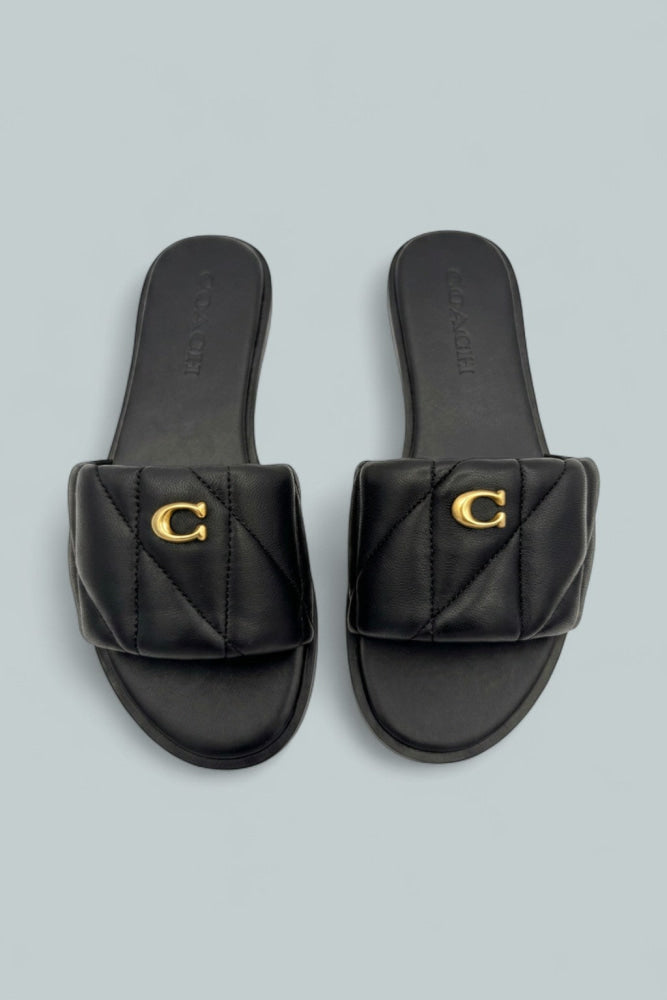 Holly Quilted Slide - Black - 6 - Sandals