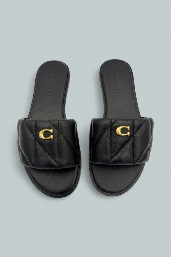 Holly Quilted Slide - Black - 6 - Sandals
