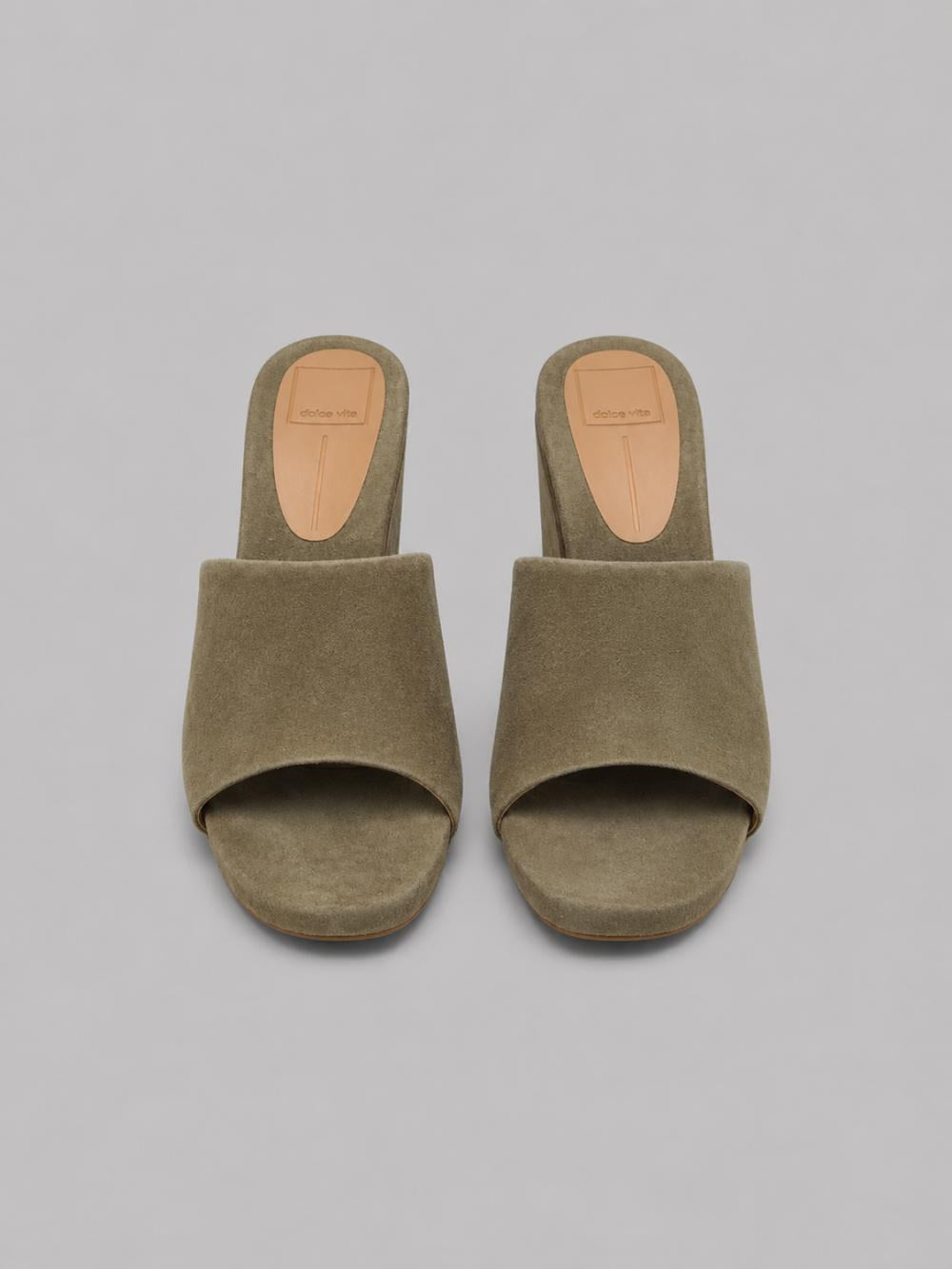 Holta Wedges - Olive Suede - 7MUS - Clog