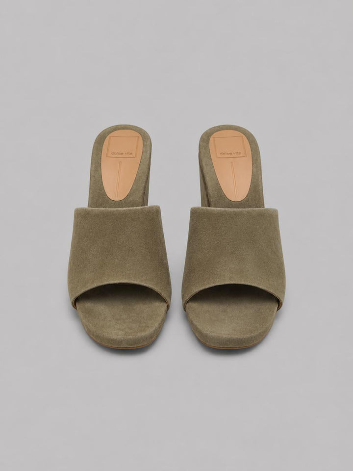 Holta Wedges - Olive Suede - 7MUS - Clog