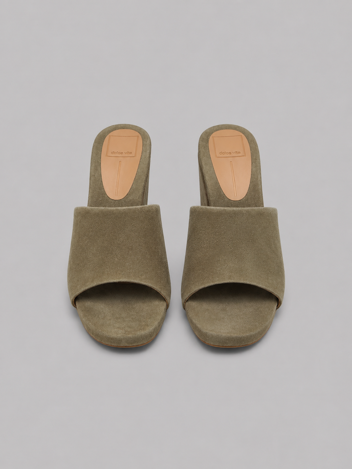 Holta Wedges - Olive Suede - 7MUS - Clog