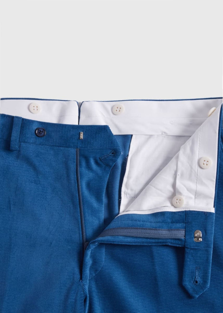 Horizontal Cotton Corduroy Trouser - Blue - Trouser