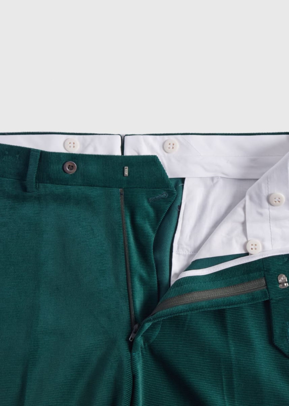 Horizontal Cotton Corduroy Trouser - Bottle Green - Trouser