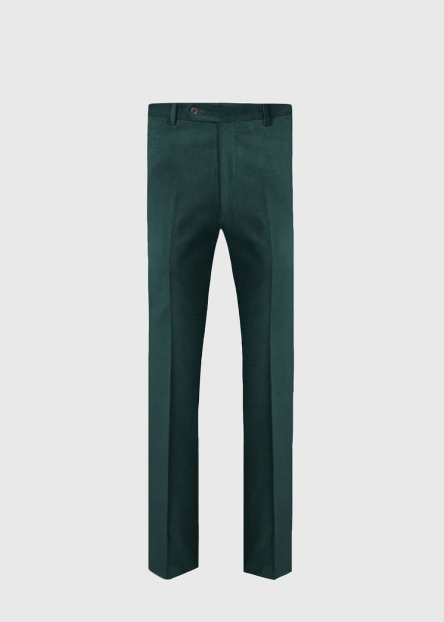 Horizontal Cotton Corduroy Trouser - Bottle Green - Trouser