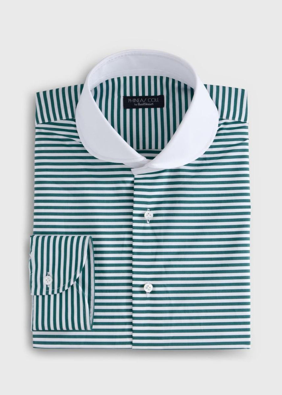 Horizontal Stripe Dress Shirt - Green/White - 15.5 (35 Sleeve) - Dress Shirt