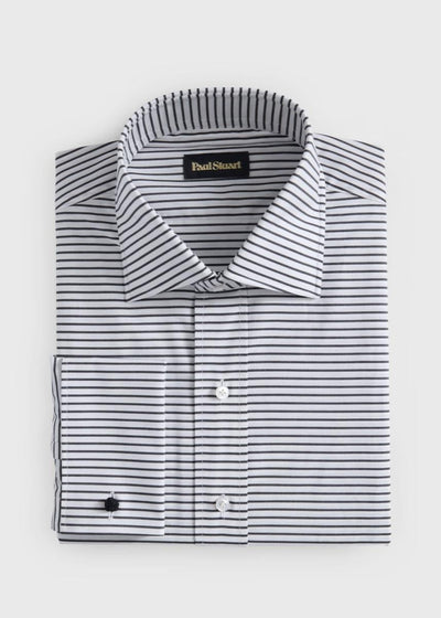 Horizontal Stripe Shirt - Black/White - Collared Shirt