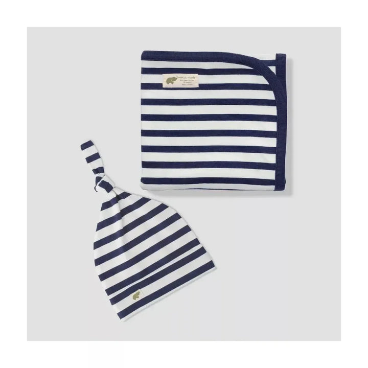 Hospital Cuddle Box - Navy Stripes - One Size - Blanket