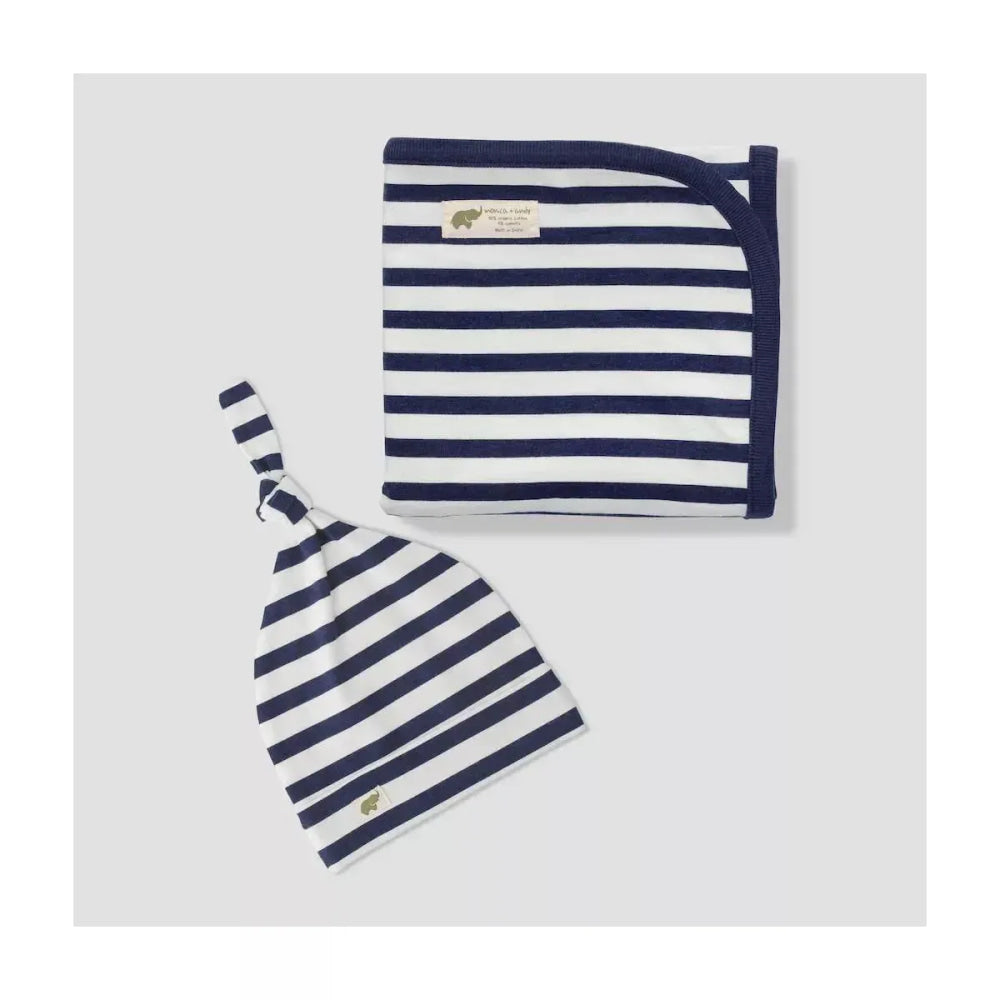 Hospital Cuddle Box - Navy Stripes - One Size - Blanket