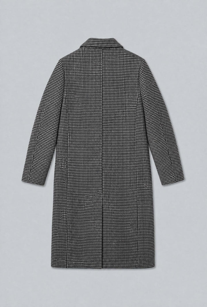 Houndstooth Double Breasted Coat - Black/White - Coat