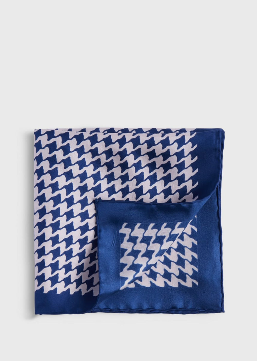 Houndstooth Silk Pocket Square - Blue - ONE SIZE - Pocket Square