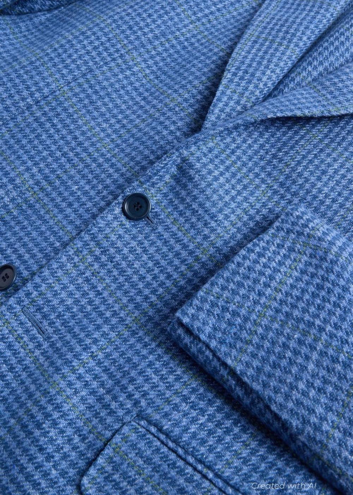 Houndstooth Summer Jacket - Blue/Green - Blazer
