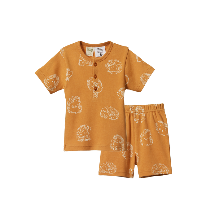 Short Sleeve Pajama Set - Happy Hedgehog Sleepwear Print