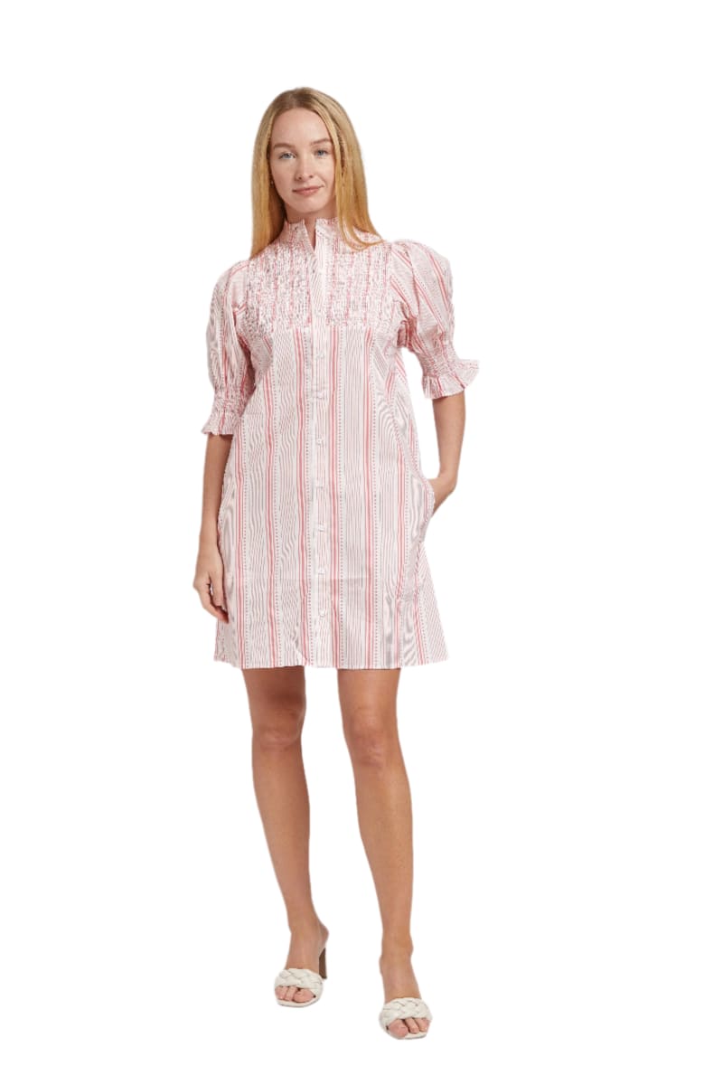 Aubrey Dress - Pink Stripe Dot
