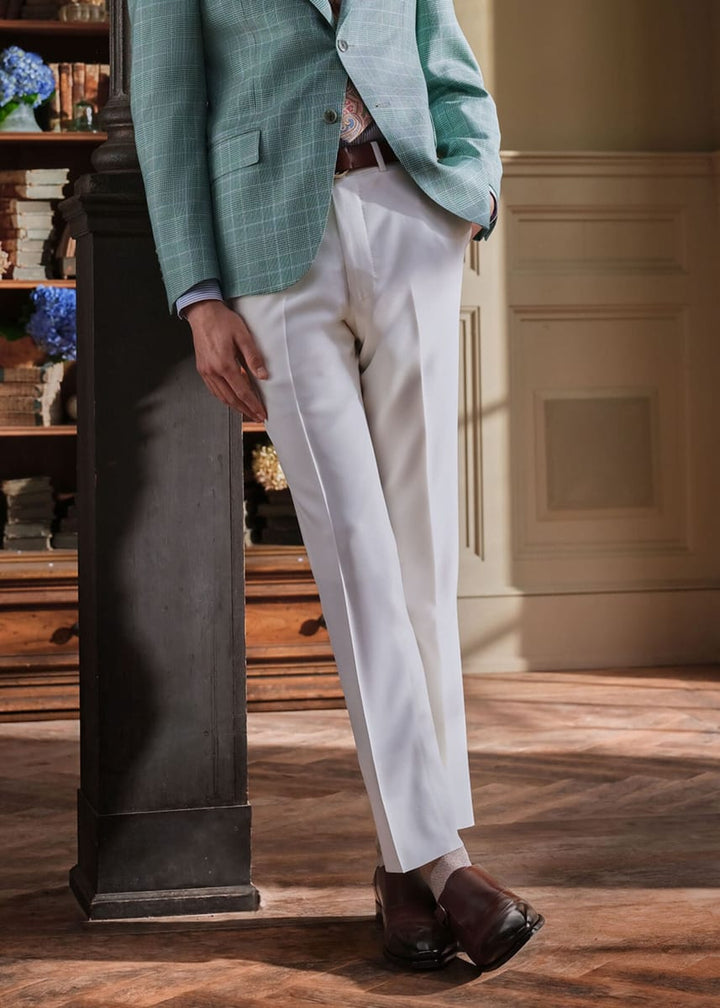 Super 130s All Year Wool Dress Trouser - Cream