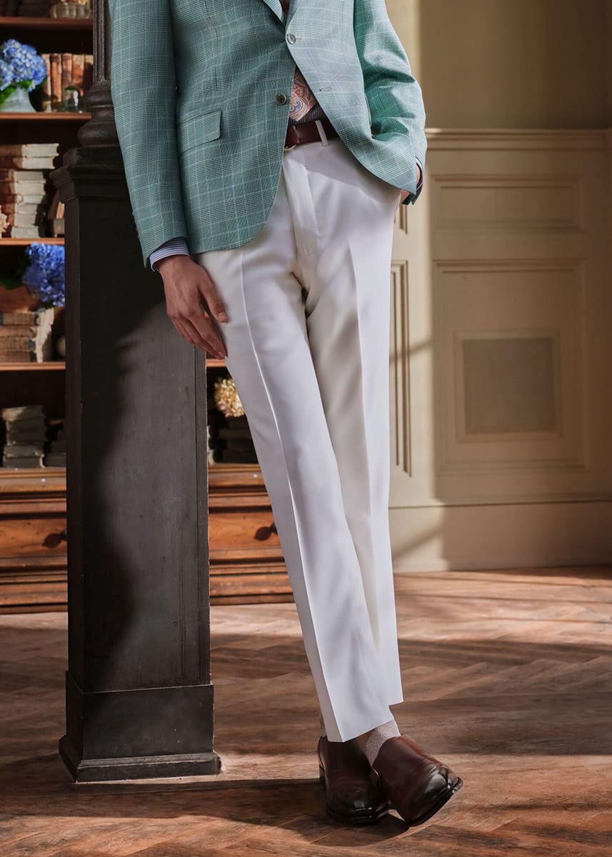 Super 130s All Year Wool Dress Trouser - Cream - Trouser