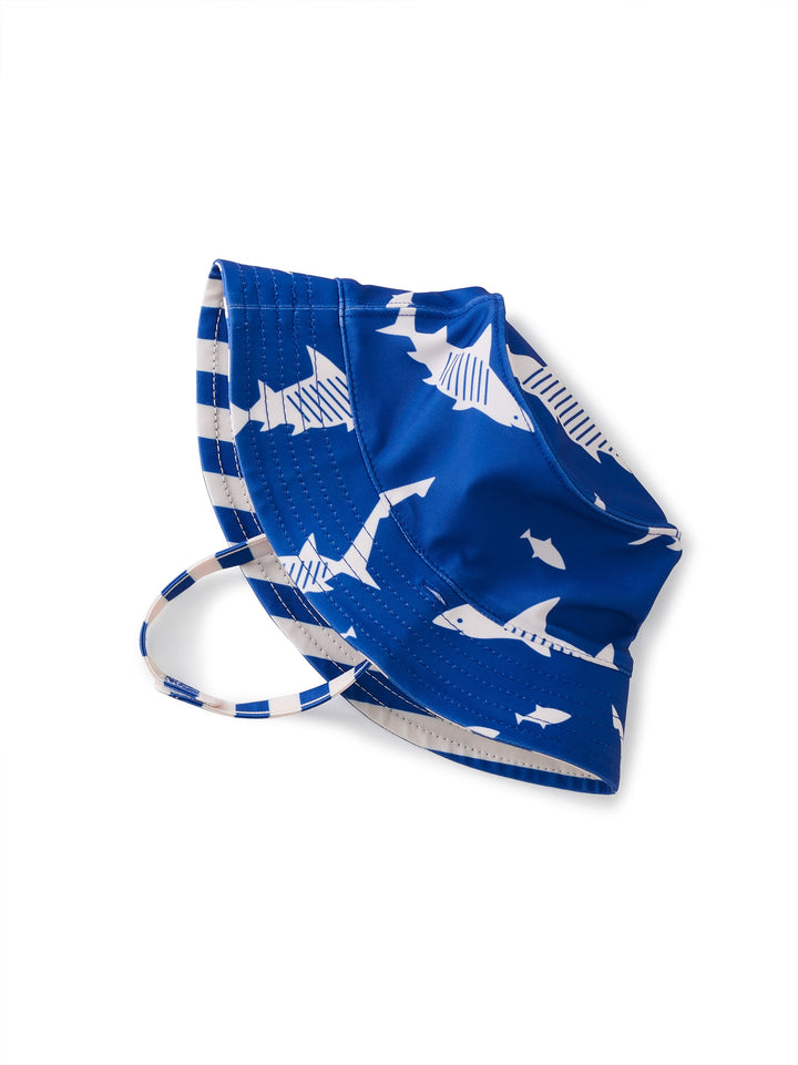 Reversible Baby Sun Hat - Great White Sharks In Blue