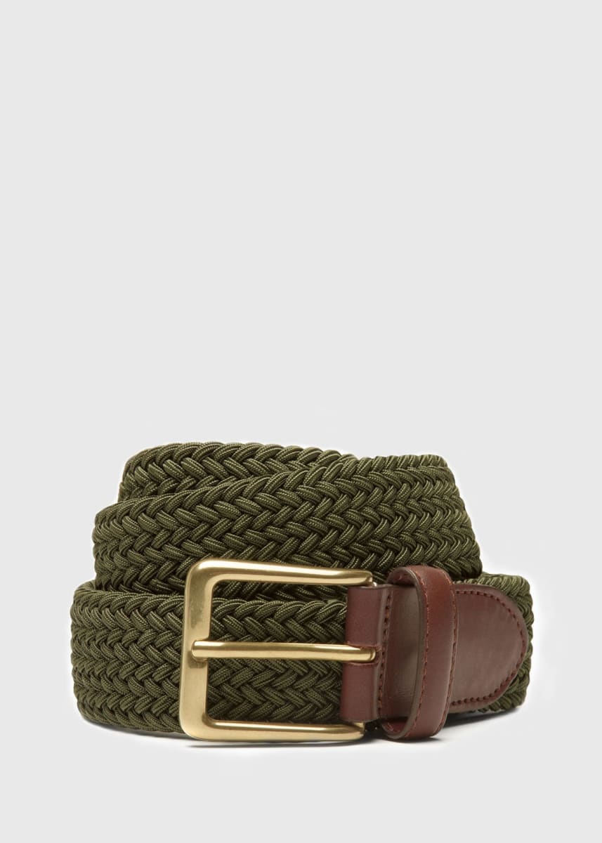 Braided Stretch Nylon Belt - Olive