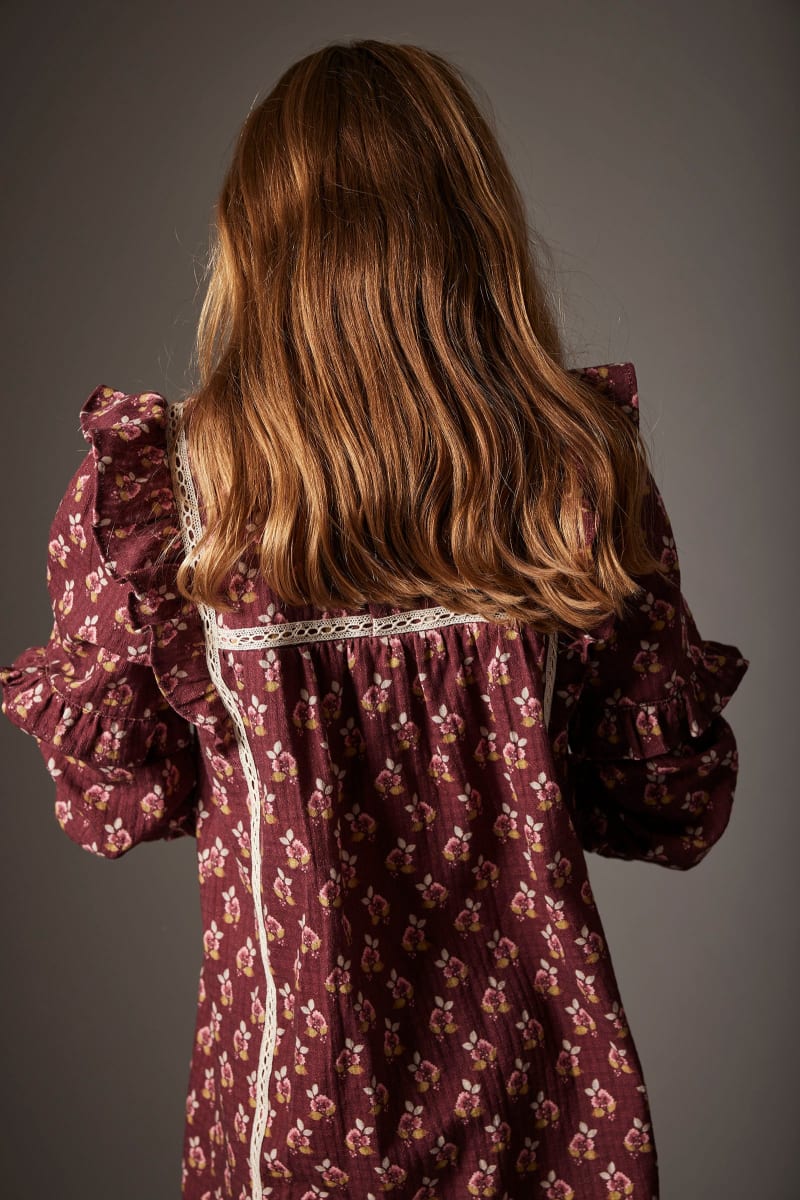 Bloom Textured Dress Burgundy