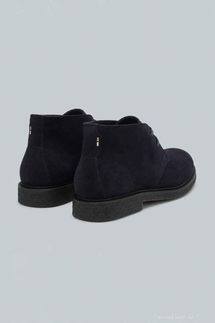 Hugo BOSS Mens Calev Suede Desert Boots - Dark Blue - Boots