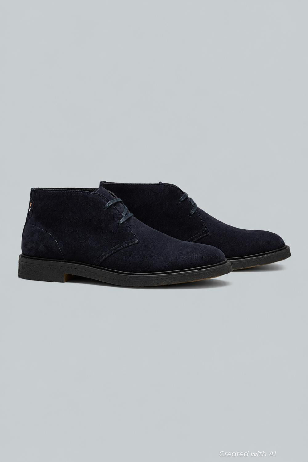 Hugo BOSS Mens Calev Suede Desert Boots - Dark Blue - Boots