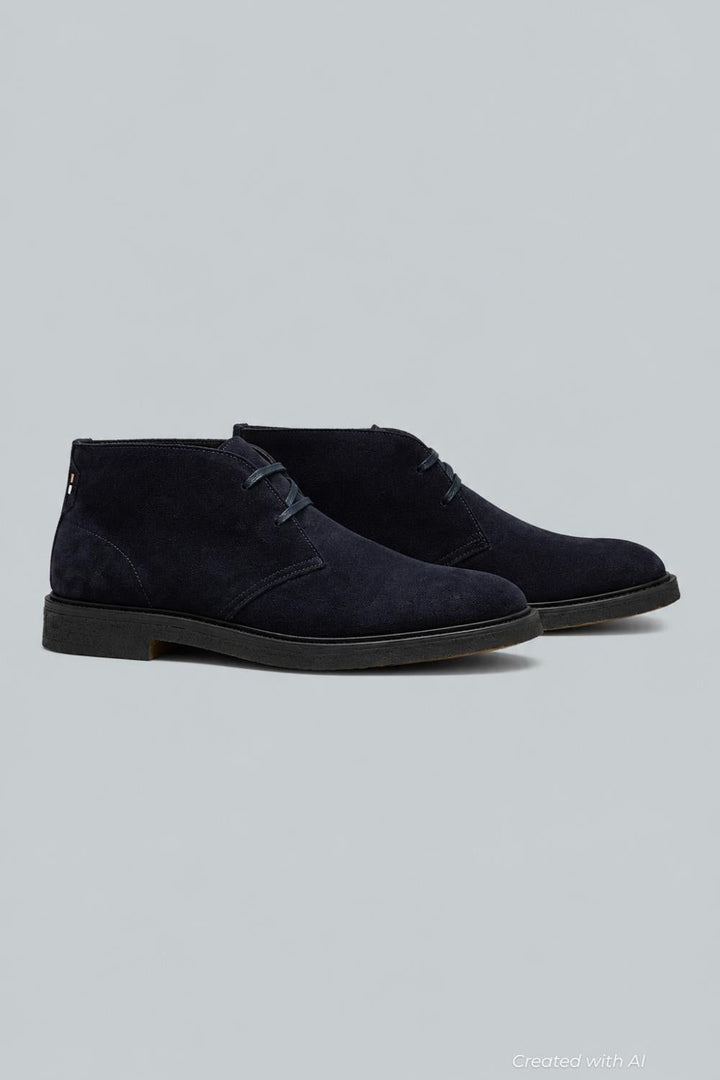 Hugo BOSS Mens Calev Suede Desert Boots - Dark Blue - Boots