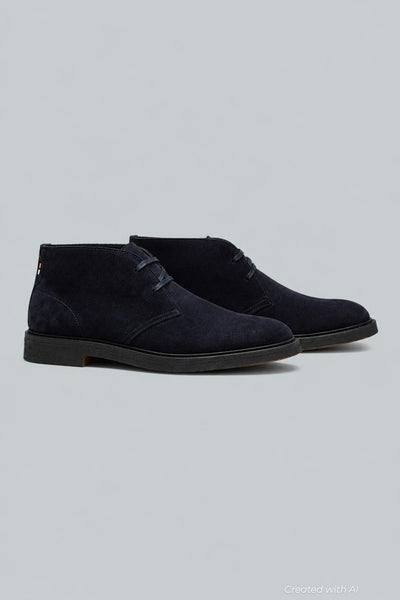 Hugo BOSS Mens Calev Suede Desert Boots - Dark Blue - Boots