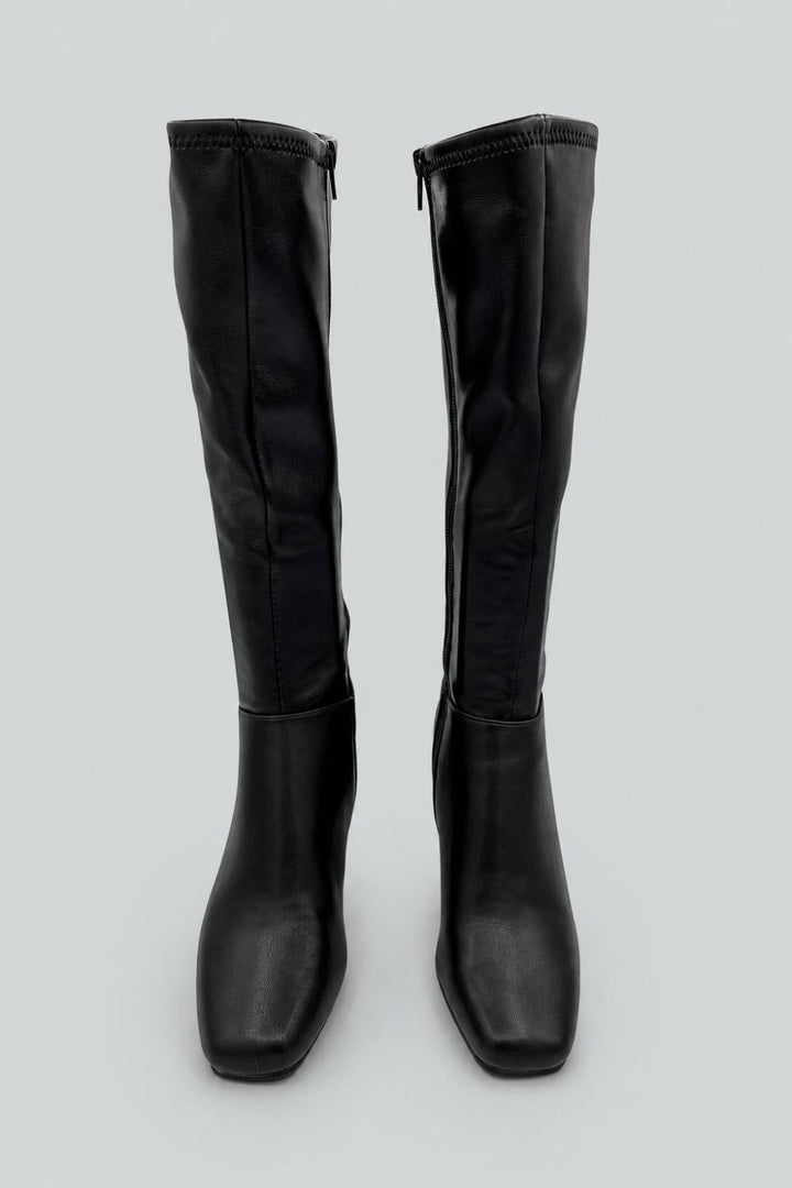 Hunny Square Toe Zippered Boots - Black - 6.0 - Boots