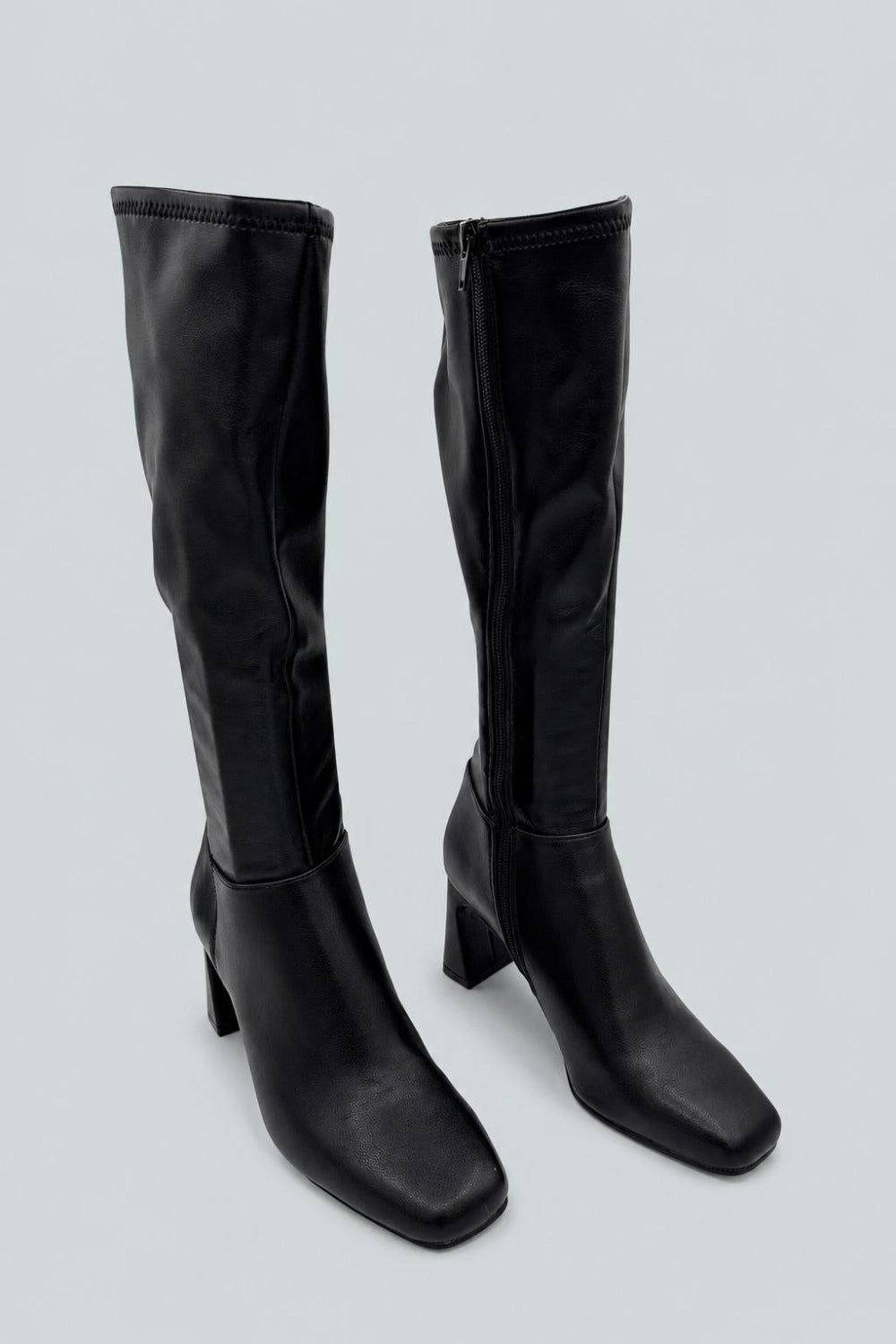 Hunny Square Toe Zippered Boots - Black - 6.0 - Boots