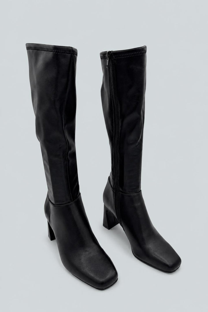 Hunny Square Toe Zippered Boots - Black - 6.0 - Boots