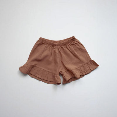 The Frill Linen Short - Cinnamon