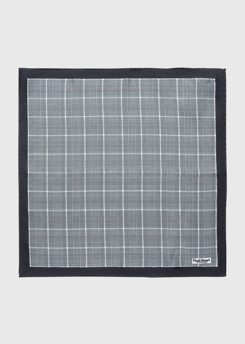Black & White Glen Pocket Square - Black