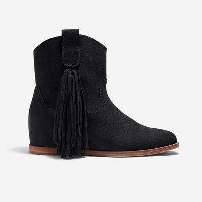Amaya Fringe Bootie - Black Suede
