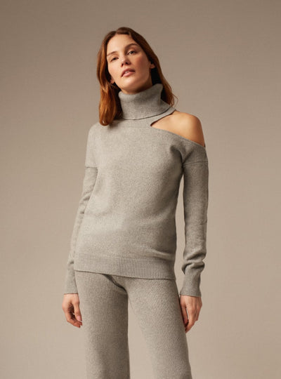 Abbie | Cashmere Roll Neck Jumper - Grey