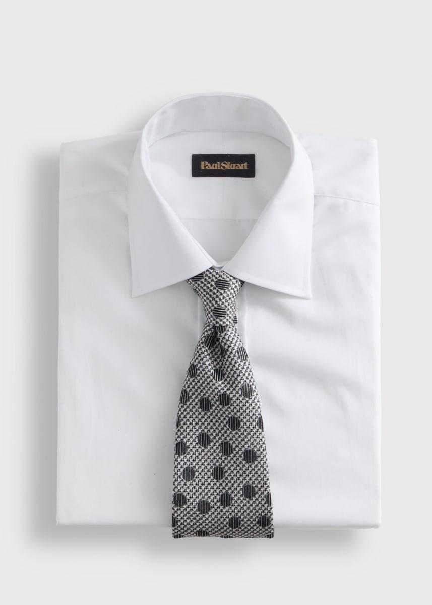 Circle and Houndstooth Silk Tie - Grey