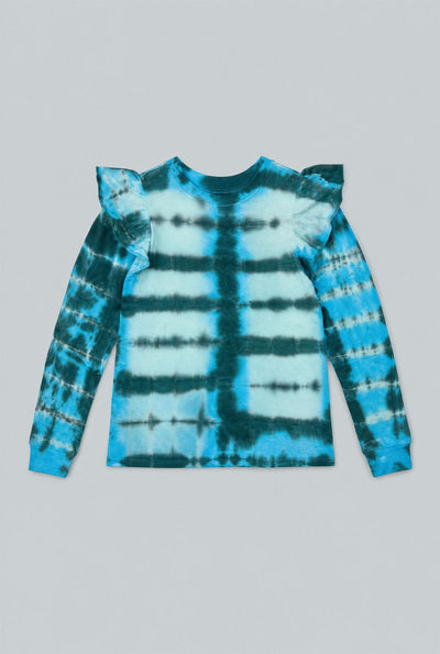 Meghan Ruffle Shoulder Sweatshirt - Blue