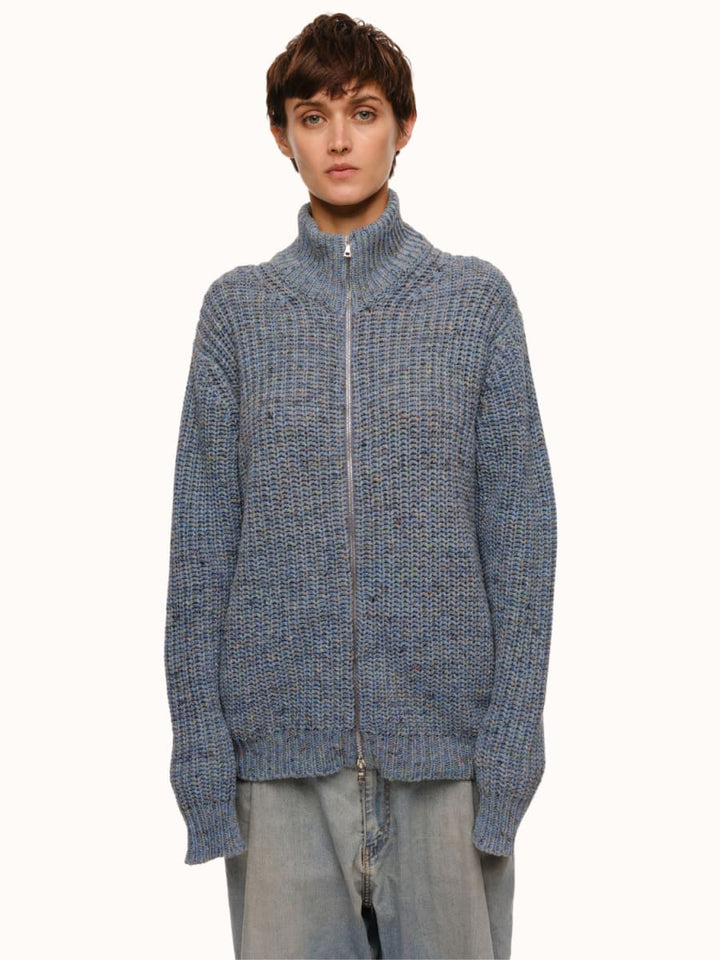 Dave Zip Cardigan - Blue