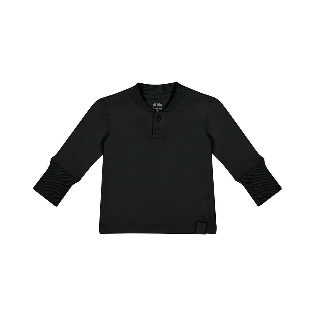 Baby Henley with Long Sleeve - Black