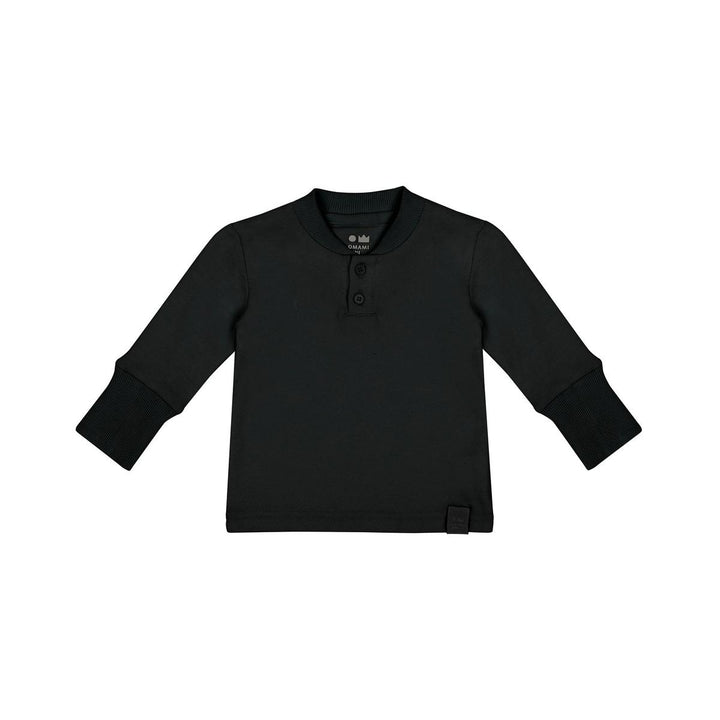Baby Henley with Long Sleeve - Black