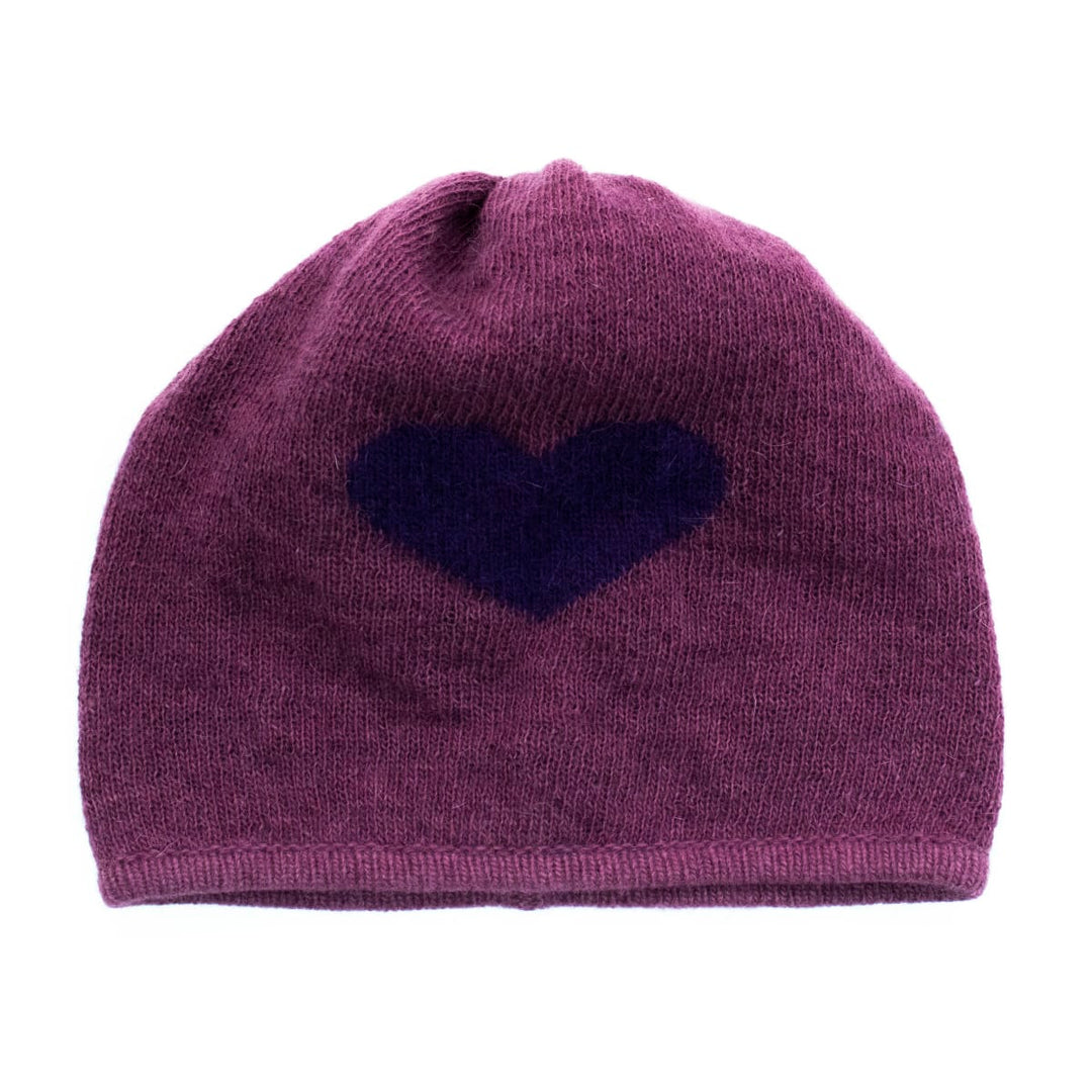 Beanie Hat In Heart Design - Purple
