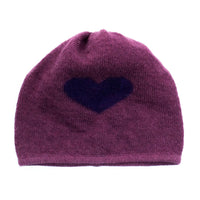 Beanie Hat In Heart Design - Purple