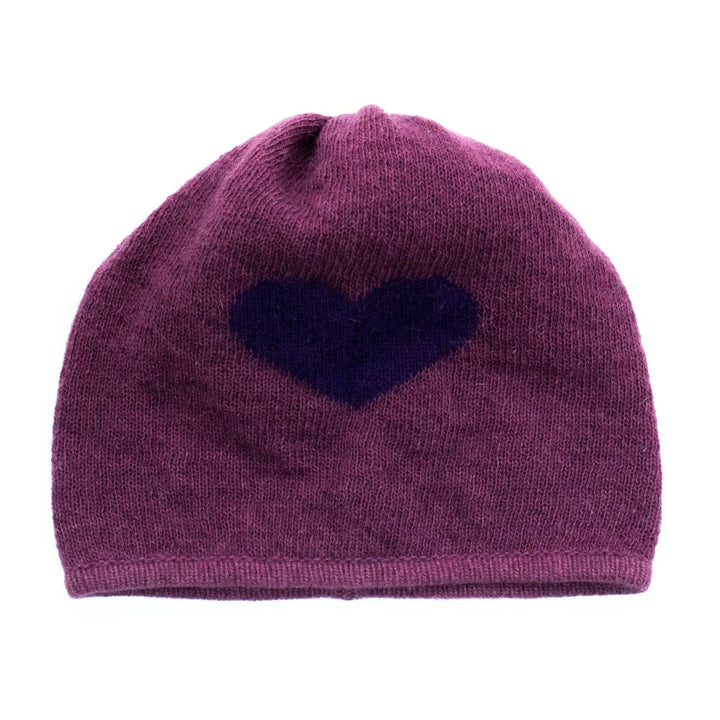 Beanie Hat In Heart Design - Purple