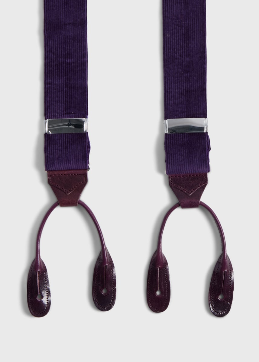 Wide Wale Corduroy Suspenders - Purple