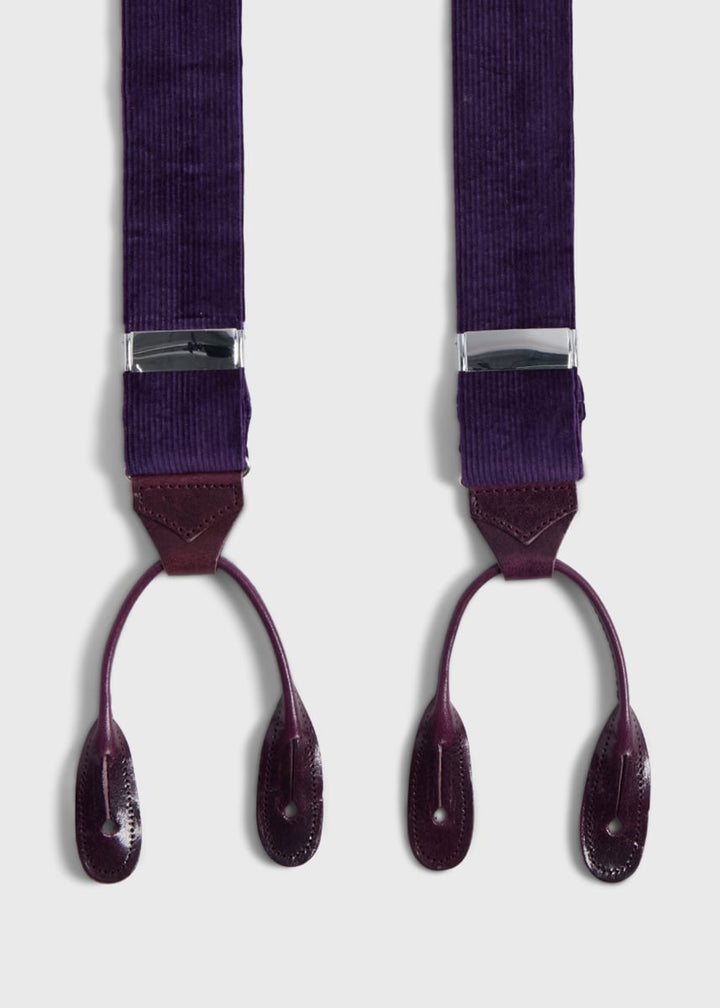 Wide Wale Corduroy Suspenders - Purple