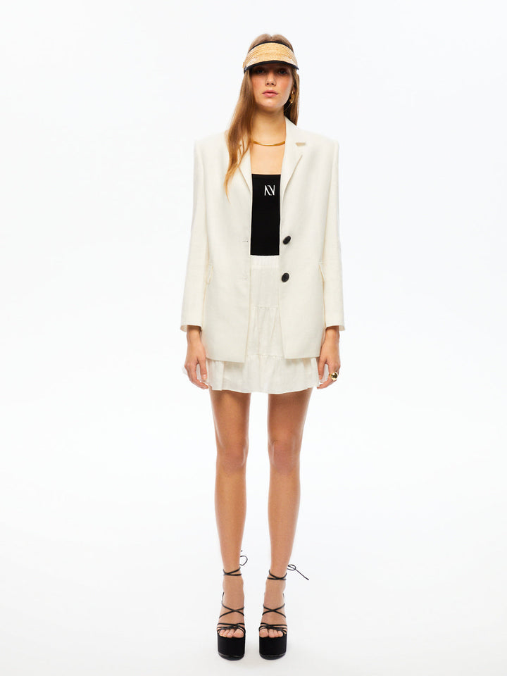 Double-Breasted Linen Jacket - Ecru