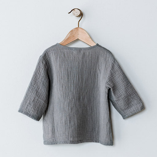 The Muslin Henley - Lead Gray