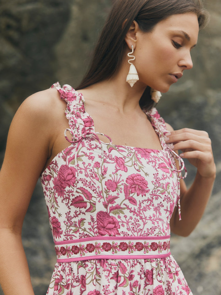 Bailey Midi Dress - Carmine Rose Floral