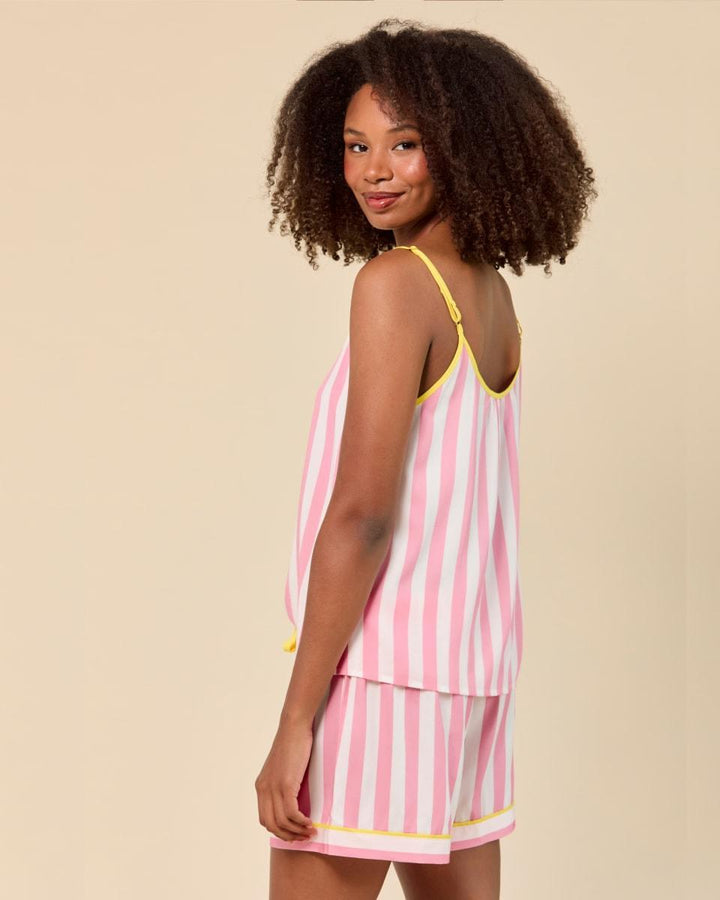 Retro Stripe Cami Shorts Set - Pink