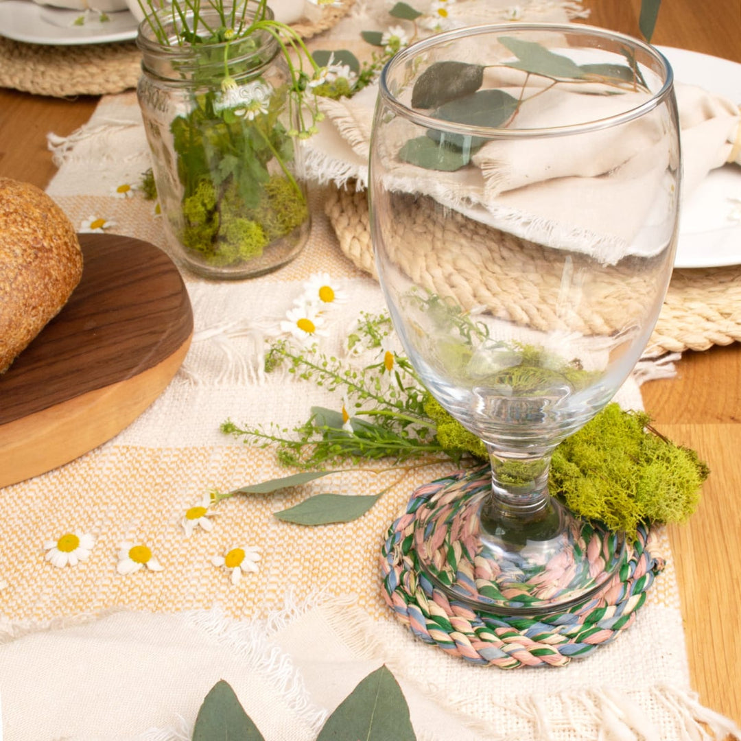 Raffia Woven Coasters - 6 Pieces - Rainbow