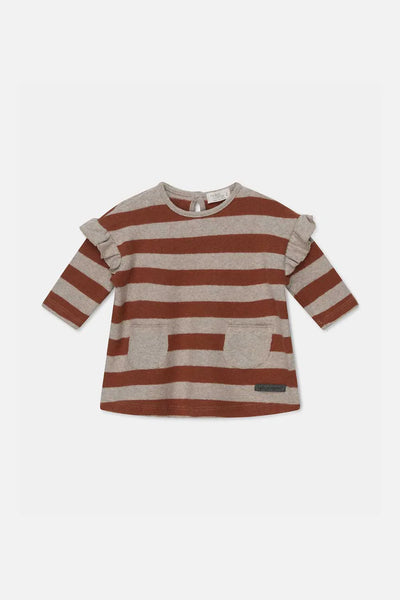 Stripe Knit Baby Dress - Beige/Brown